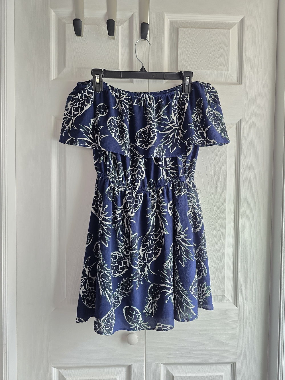 C&E Navy Off-Shoulder Pineapple Print Sundress Size XS length 31in
